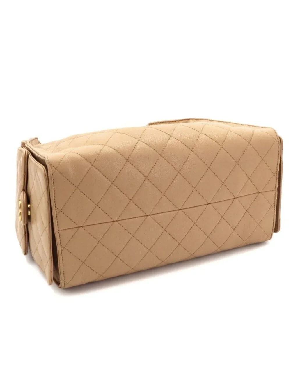 Chanel 25 Small Shoulder Bag Caviar Leather Beige Gold